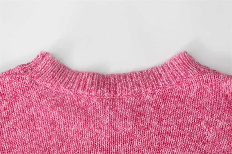 Lace Up Open Back Cropped Knit Top - Pink - 5