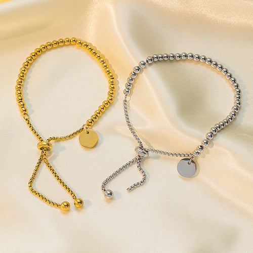 Adjustable Bead Slider Disc Tag Bracelet