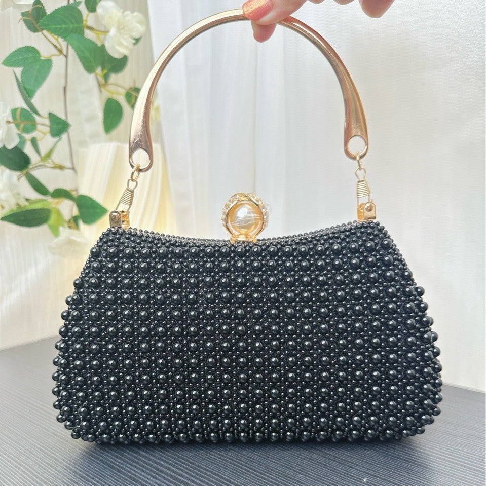Pearl Beaded Top Handle Evening Bag