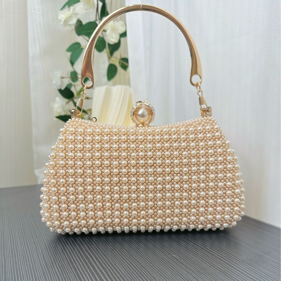 Pearl Beaded Top Handle Evening Bag