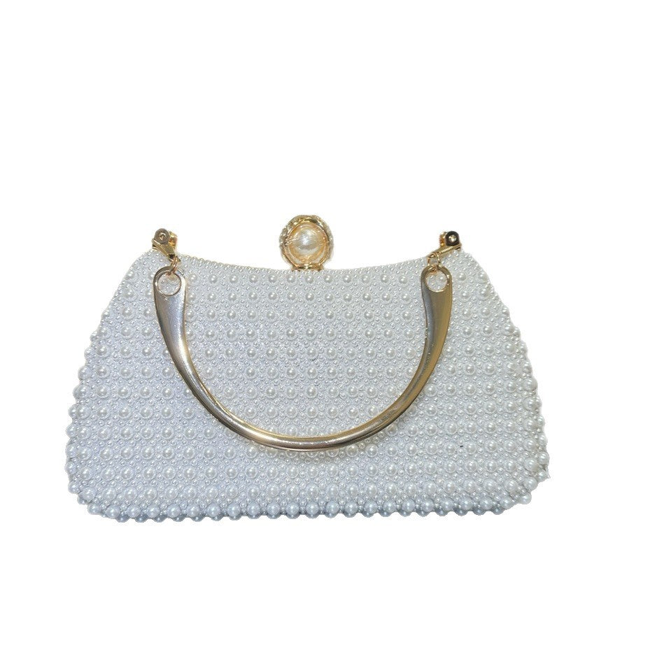 Pearl Beaded Top Handle Evening Bag