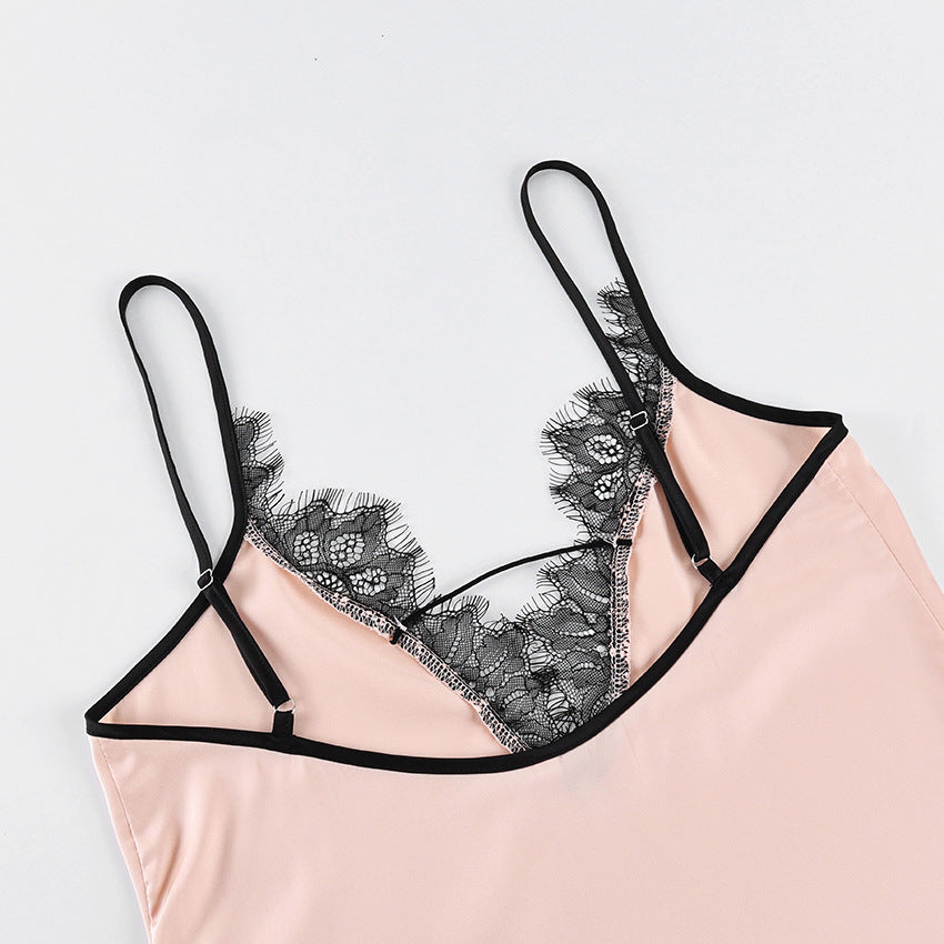 Silky Lace-Panel V-Neck Cami & Shorts Pajama Set - view 6