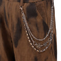 Silver Pentagram Charm Box Link Three-Tier Jean Chain - Silver
