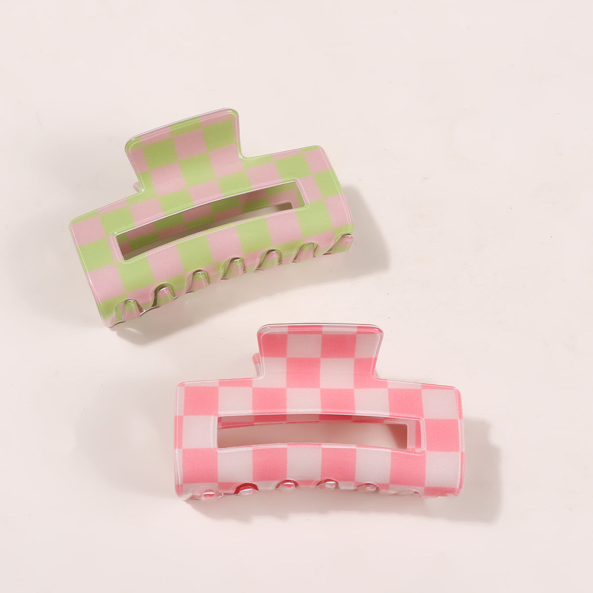 Checkerboard Print Rectangular Claw Clip - view 1