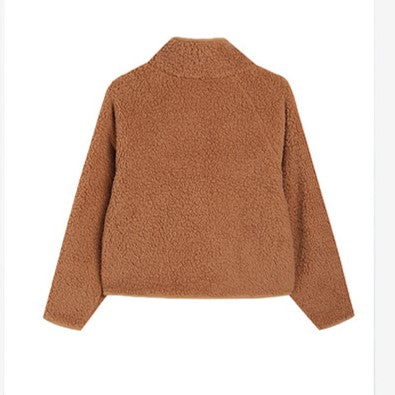 Sherpa Teddy Coat With Quilted Front - Camel - 2