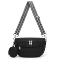 Quilted Puffer Crossbody Bag with Coin Pouch - Black