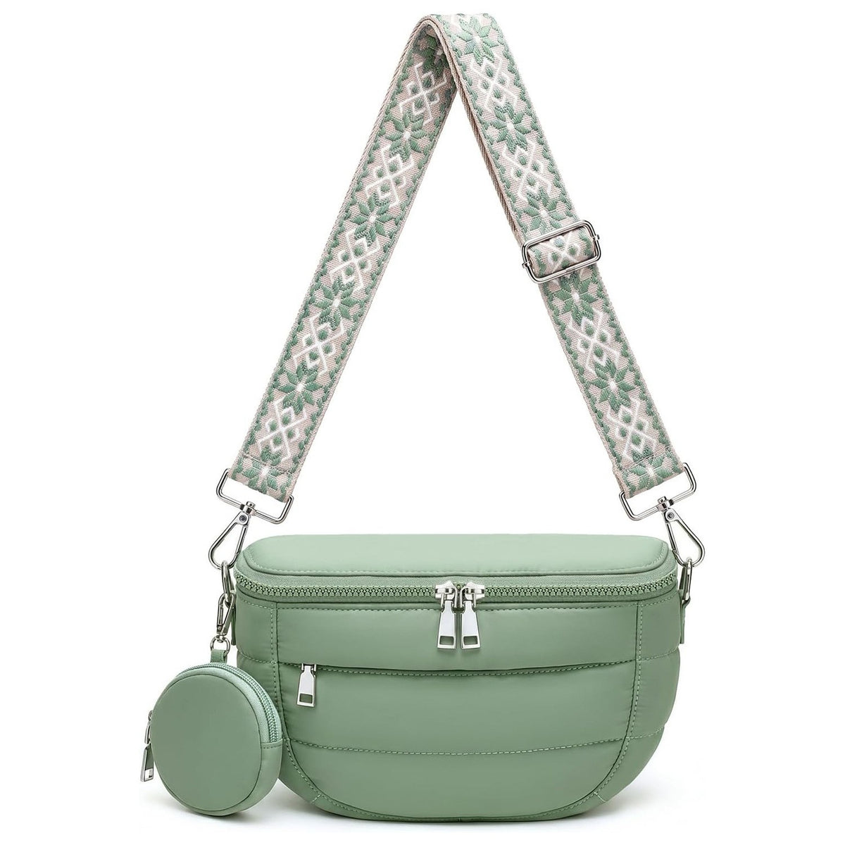 Quilted Puffer Crossbody Bag with Coin Pouch