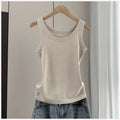 Scoop Neck Ribbed Everyday Tank - beige