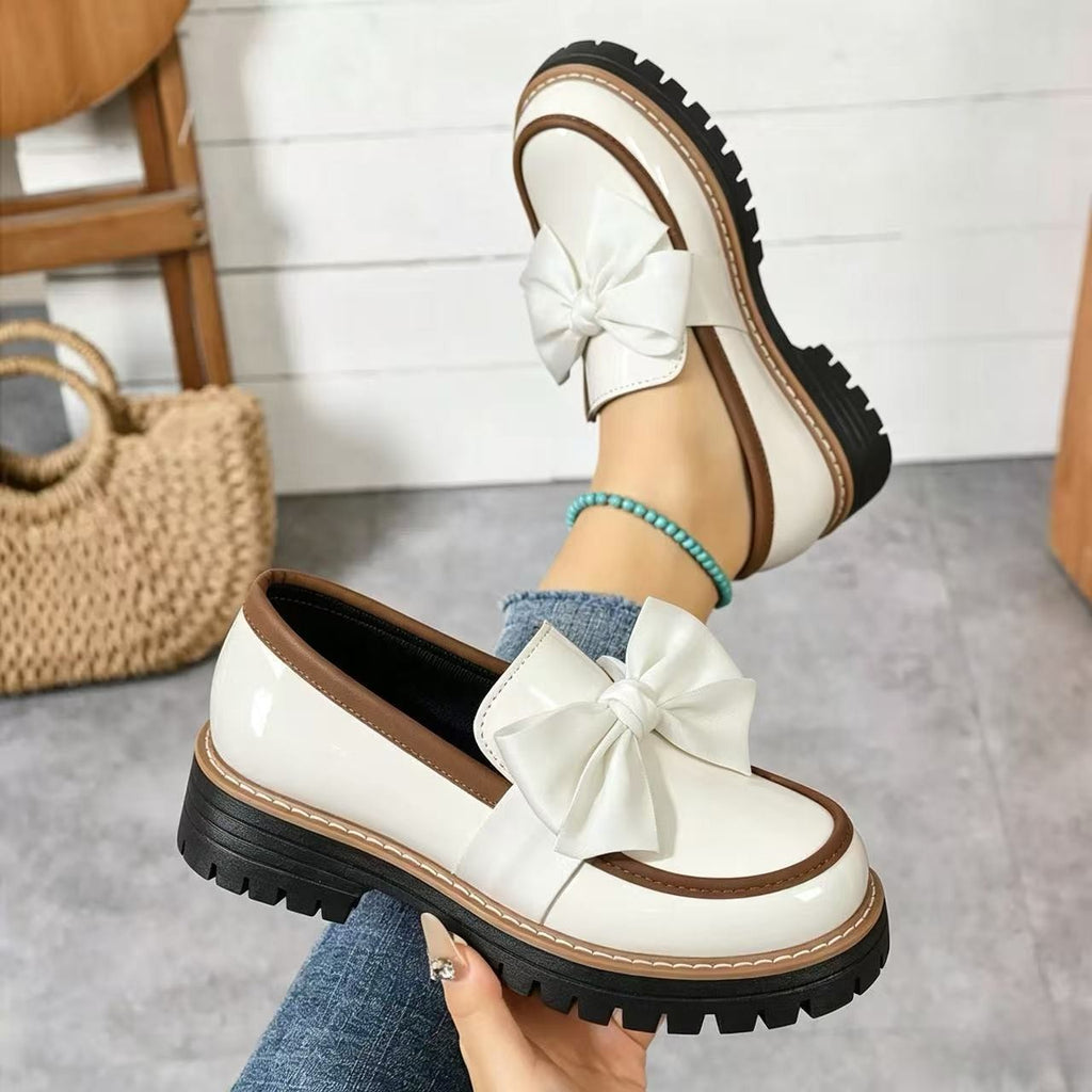 Chunky Bow Patent Platform Loafers