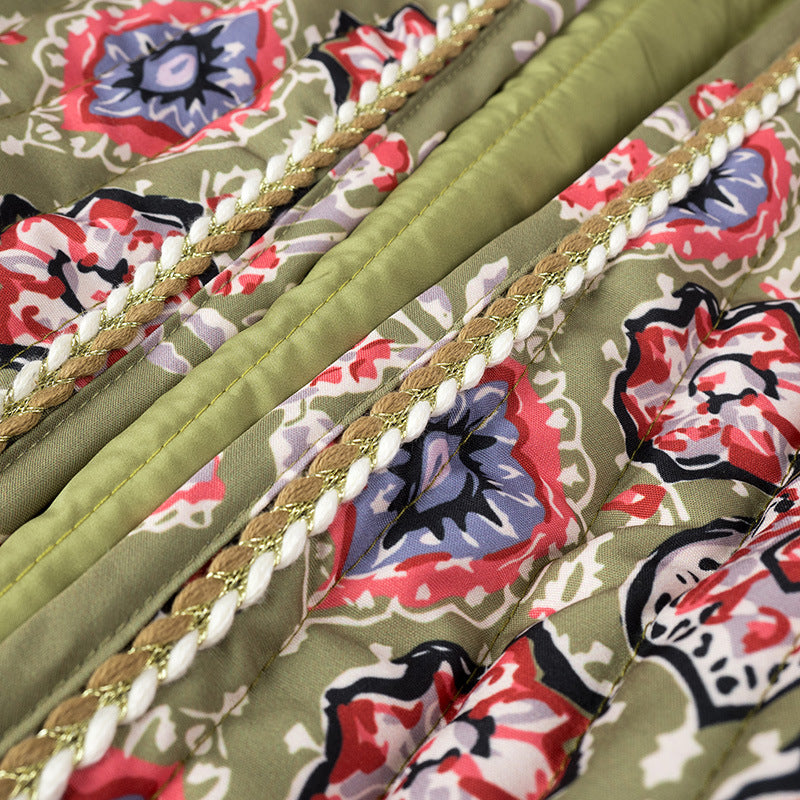 Medallion Print Quilted Belted Kimono - Floral - 9