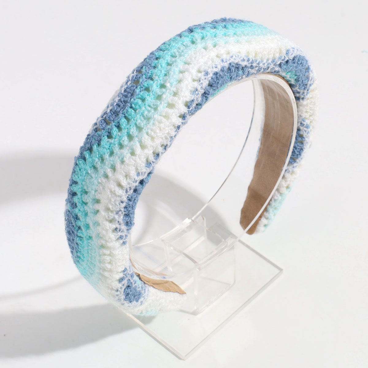 Boho Crochet Knit Padded Wide Headband - C1