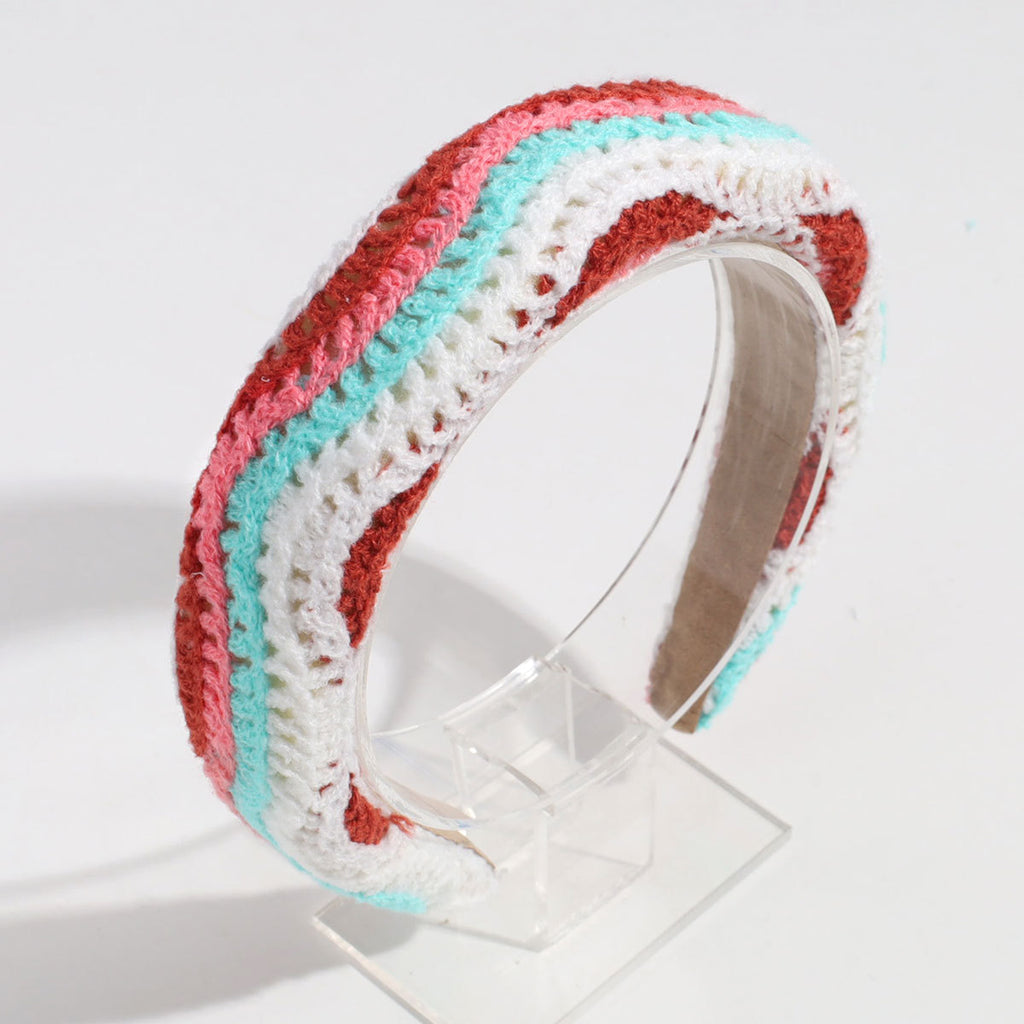 Boho Crochet Knit Padded Wide Headband - C2