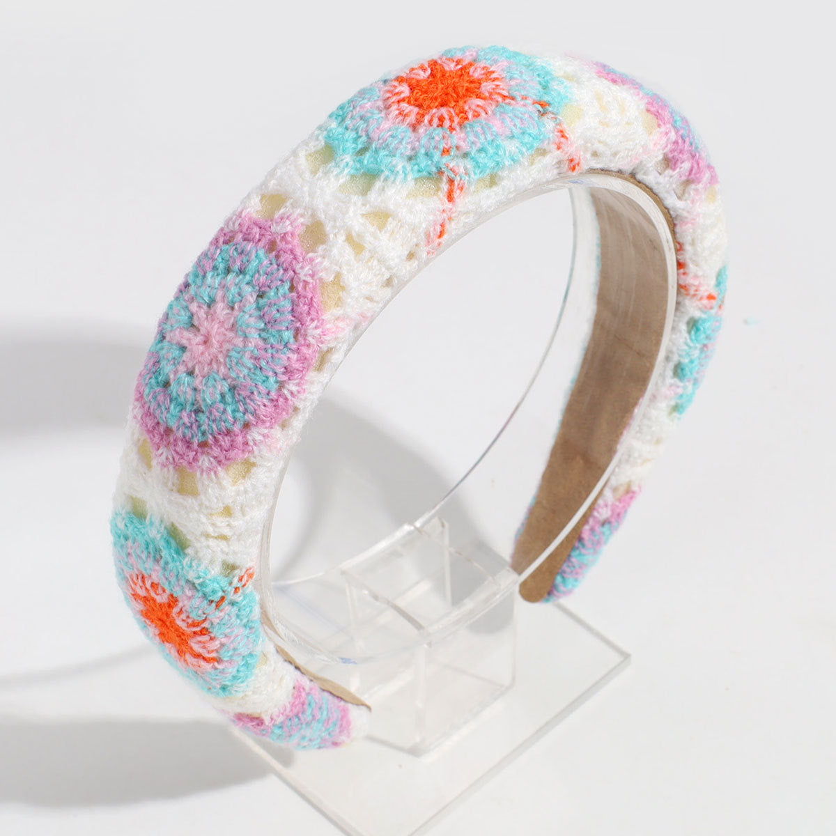 Boho Crochet Knit Padded Wide Headband - C3