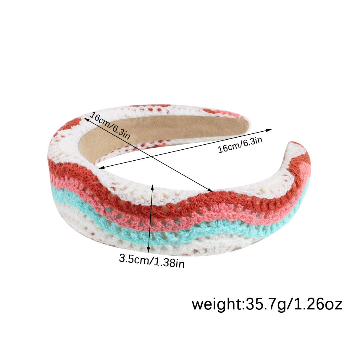 Boho Crochet Knit Padded Wide Headband