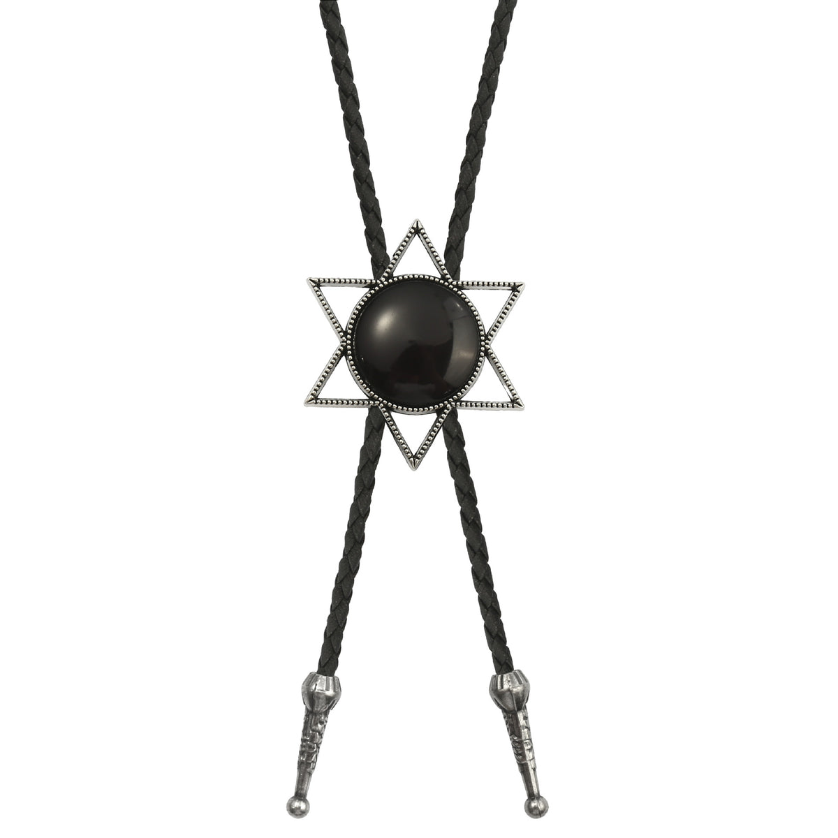 Western Star Bolo Tie Lariat Necklace - Black