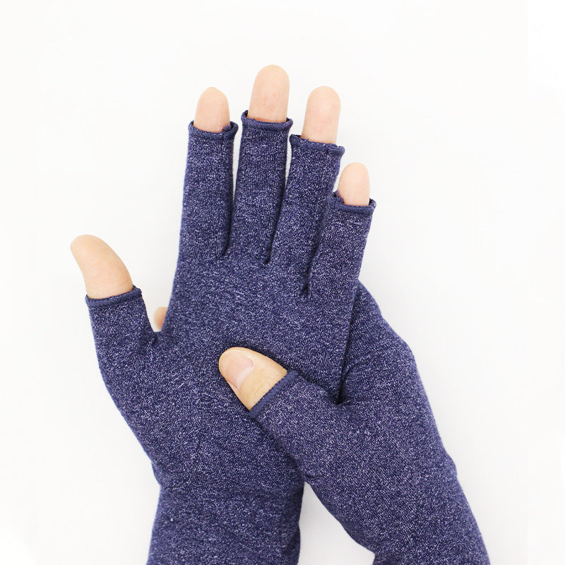 Fingerless Stretch Compression Gloves - Blue