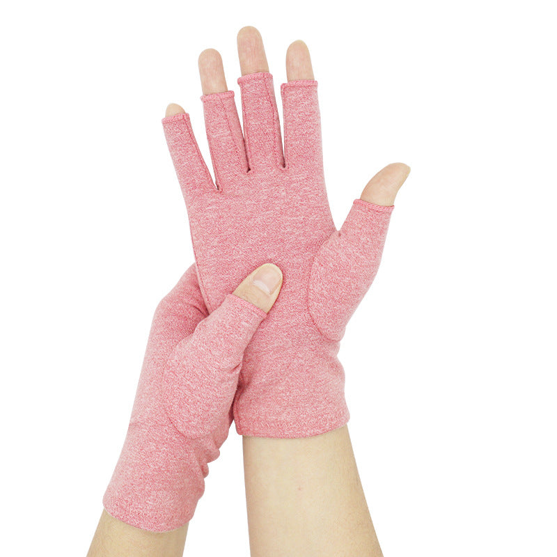 Fingerless Stretch Compression Gloves - Pink