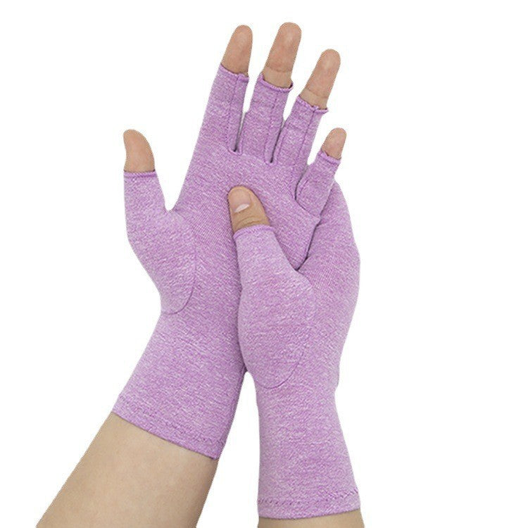 Fingerless Stretch Compression Gloves - Purple