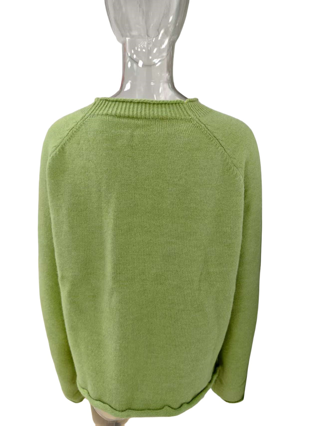 Sardine Graphic Roll Edge Knit Sweater - Green - 1
