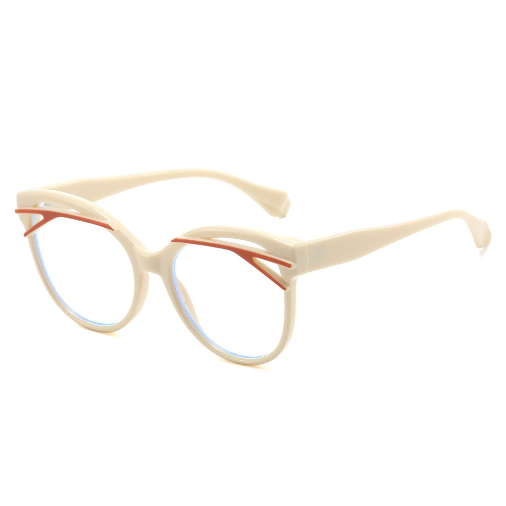Retro Cat Eye Oversized Eyeglass Frames - Beige
