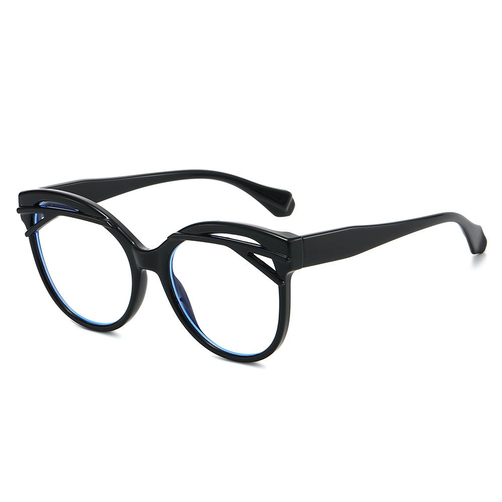Retro Cat Eye Oversized Eyeglass Frames - Black