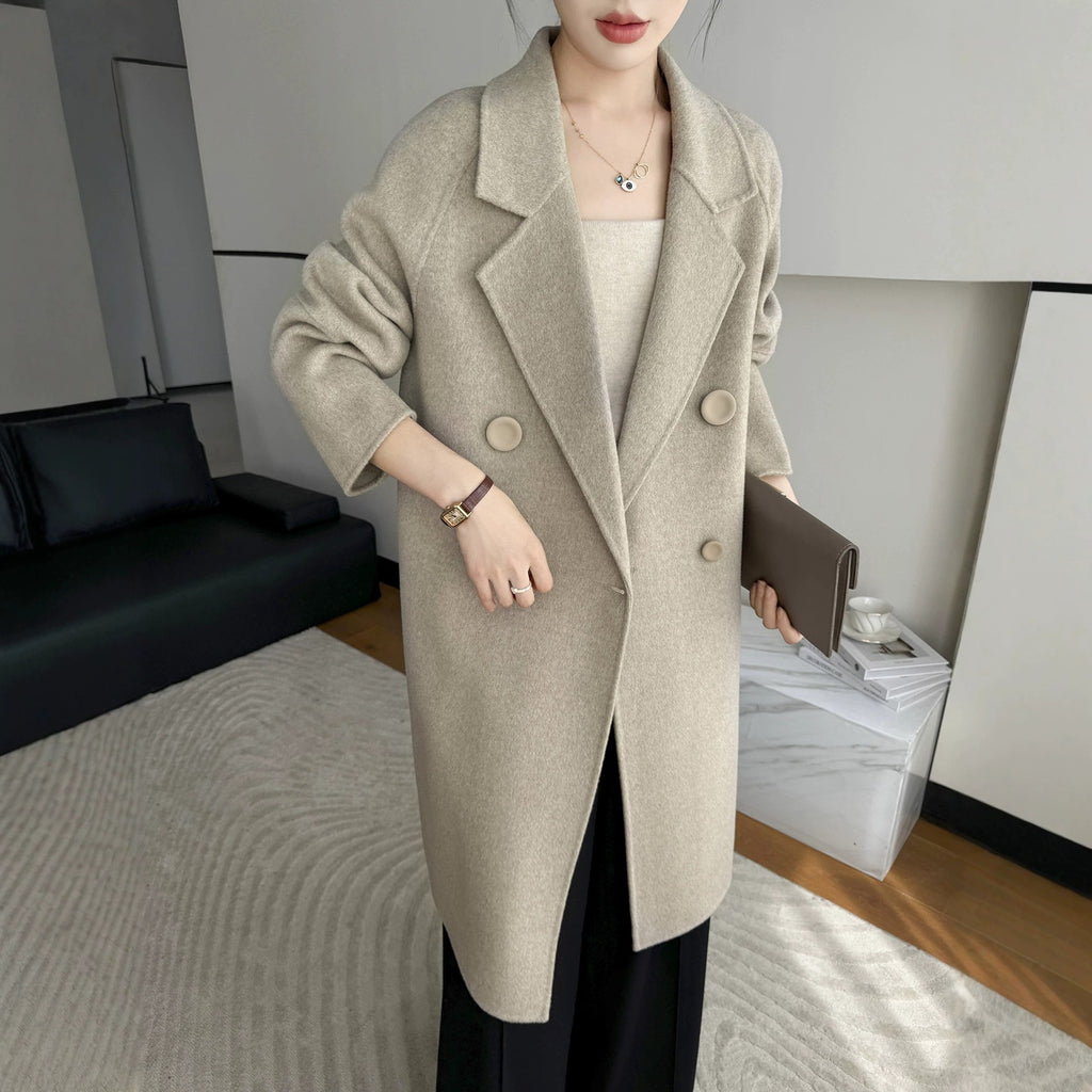 Oversized Double Breasted Wool Drop Shoulder Long Coat