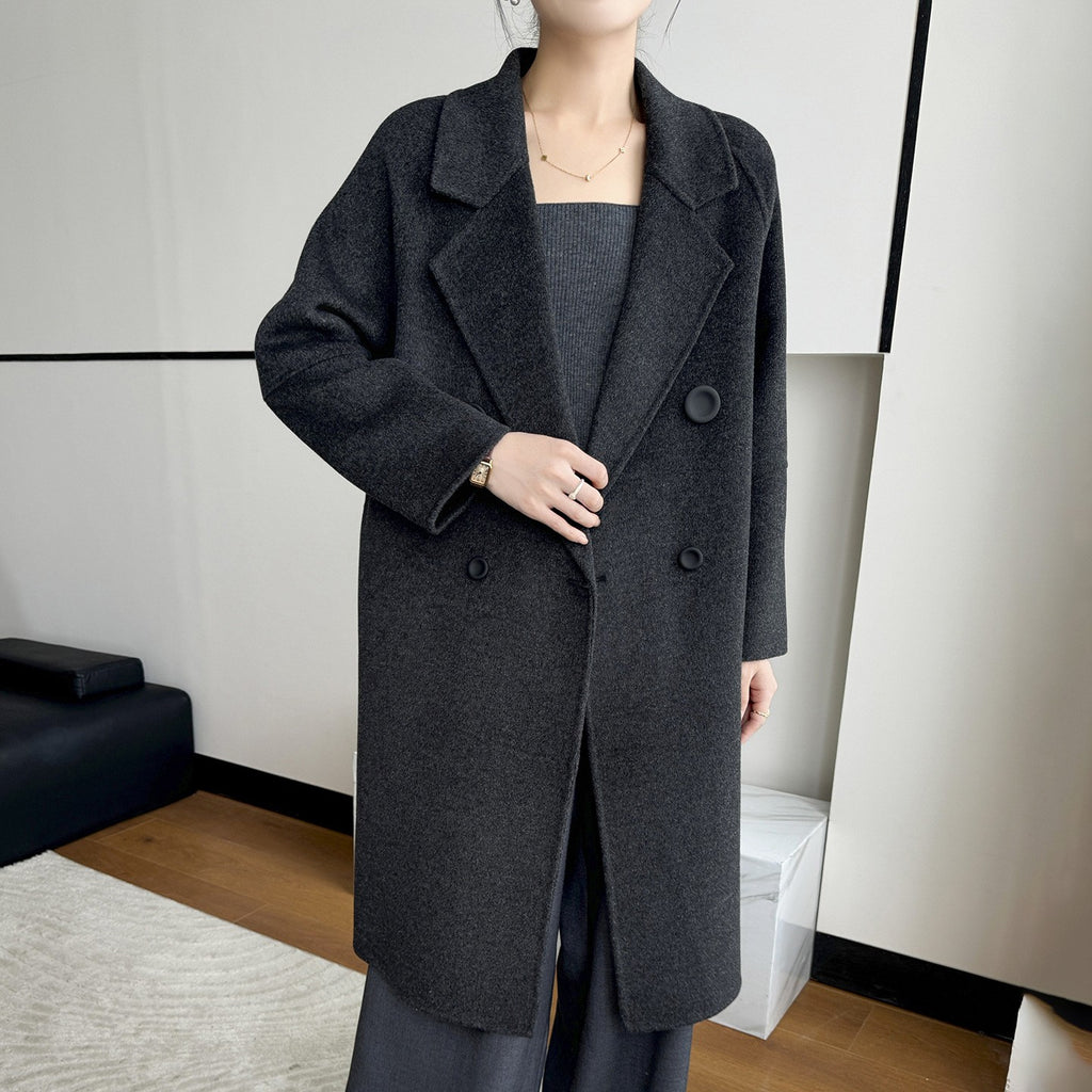 Oversized Double Breasted Wool Drop Shoulder Long Coat