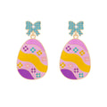 Enamel Bow Easter Egg Drop Earrings - Colorful