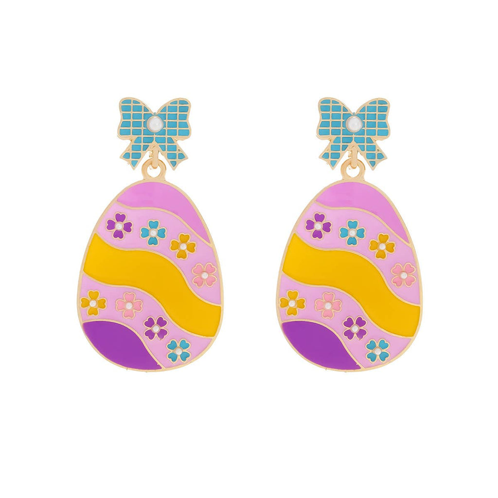 Enamel Bow Easter Egg Drop Earrings