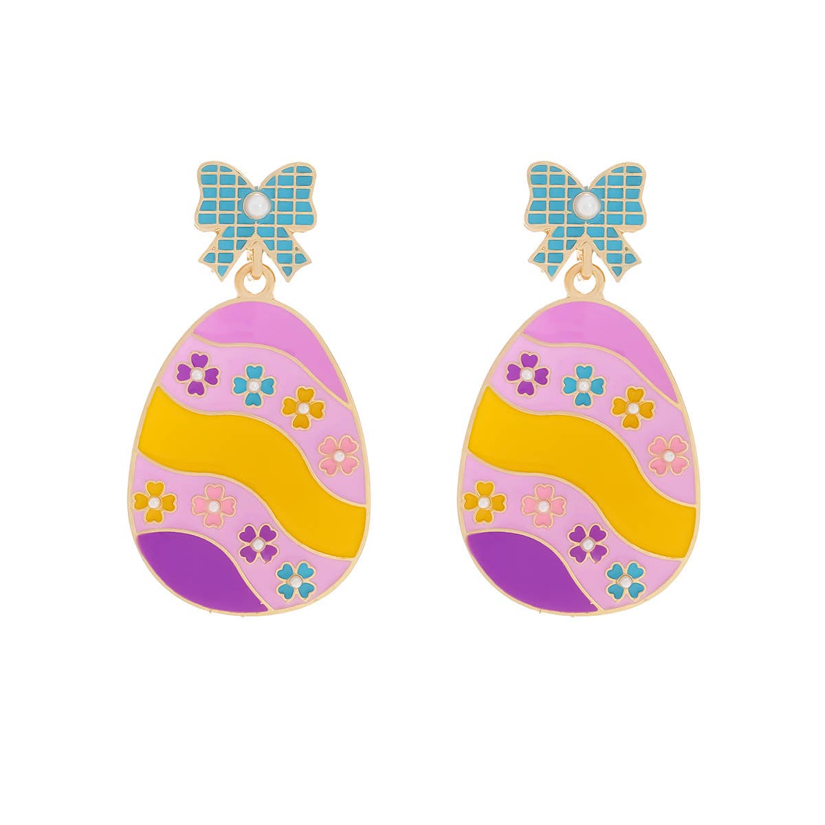 Enamel Bow Easter Egg Drop Earrings