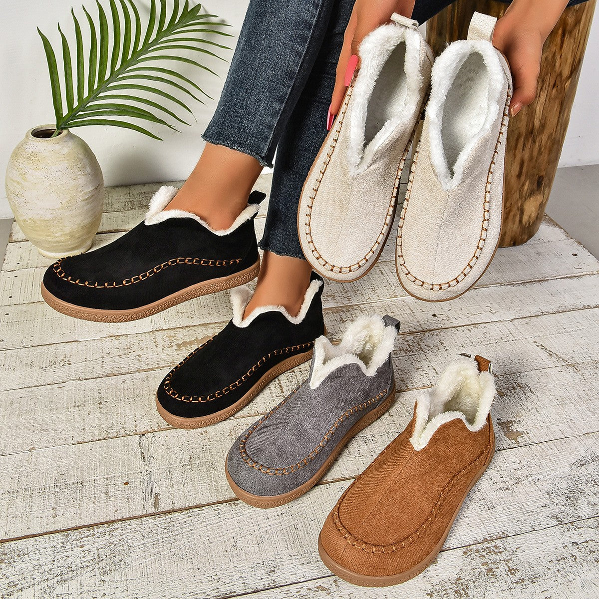 Cozy Plush Lined Moccasin Slippers