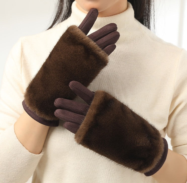 Plush Faux Fur Cuff Winter Gloves - view 3