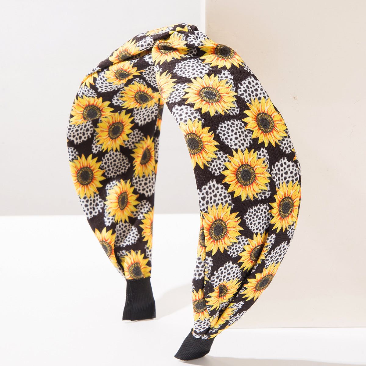 Twisted Top Knot Headband In Sunflower Prints - Polka-Dot