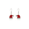 Pave Crystal Santa Hat Drop Earrings - Red