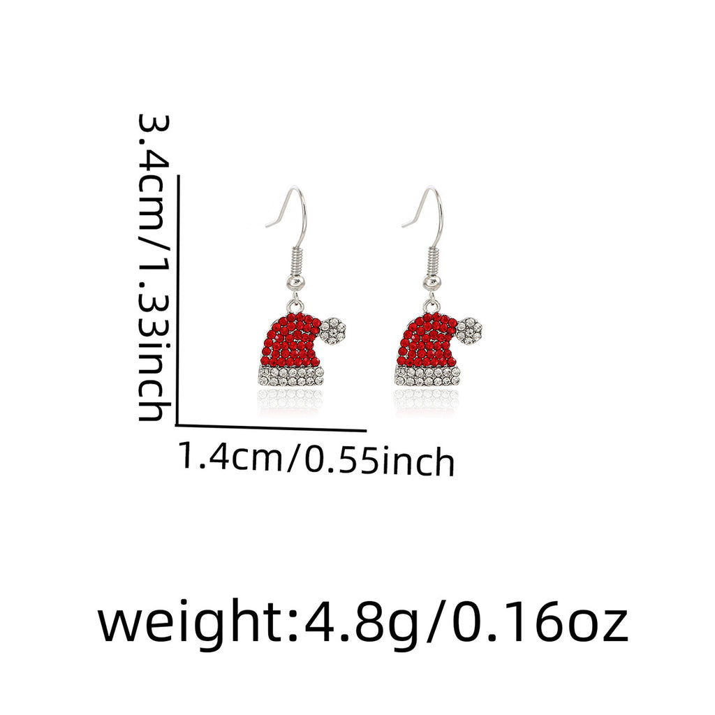 Pave Crystal Santa Hat Drop Earrings - Red - 4