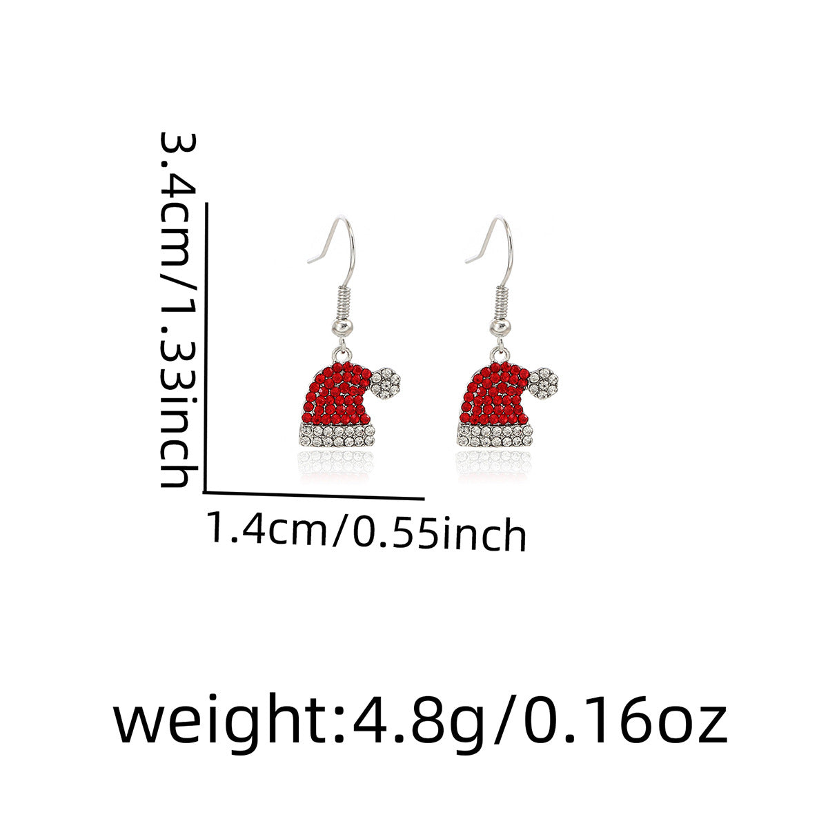Pave Crystal Santa Hat Drop Earrings - Red - 4
