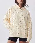Tiny Dot Print Relaxed Hooded Sweatshirt - Yellow