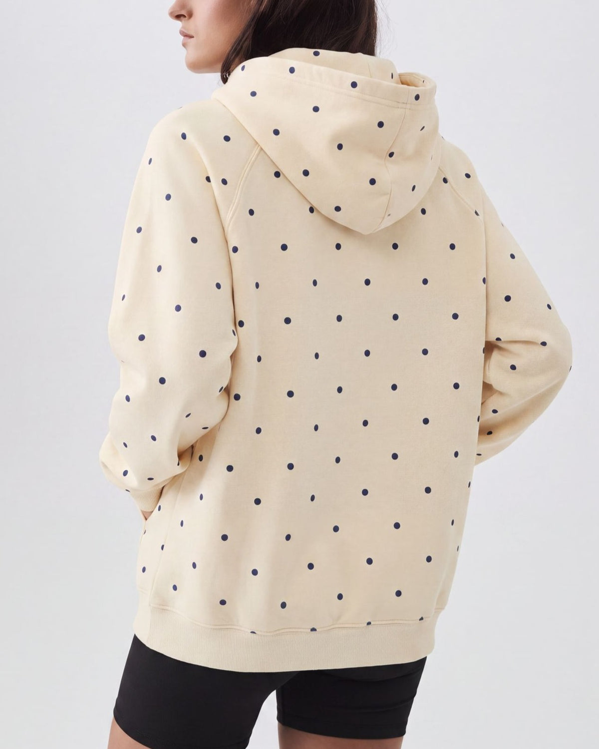 Tiny Dot Print Relaxed Hooded Sweatshirt - Yellow - 2