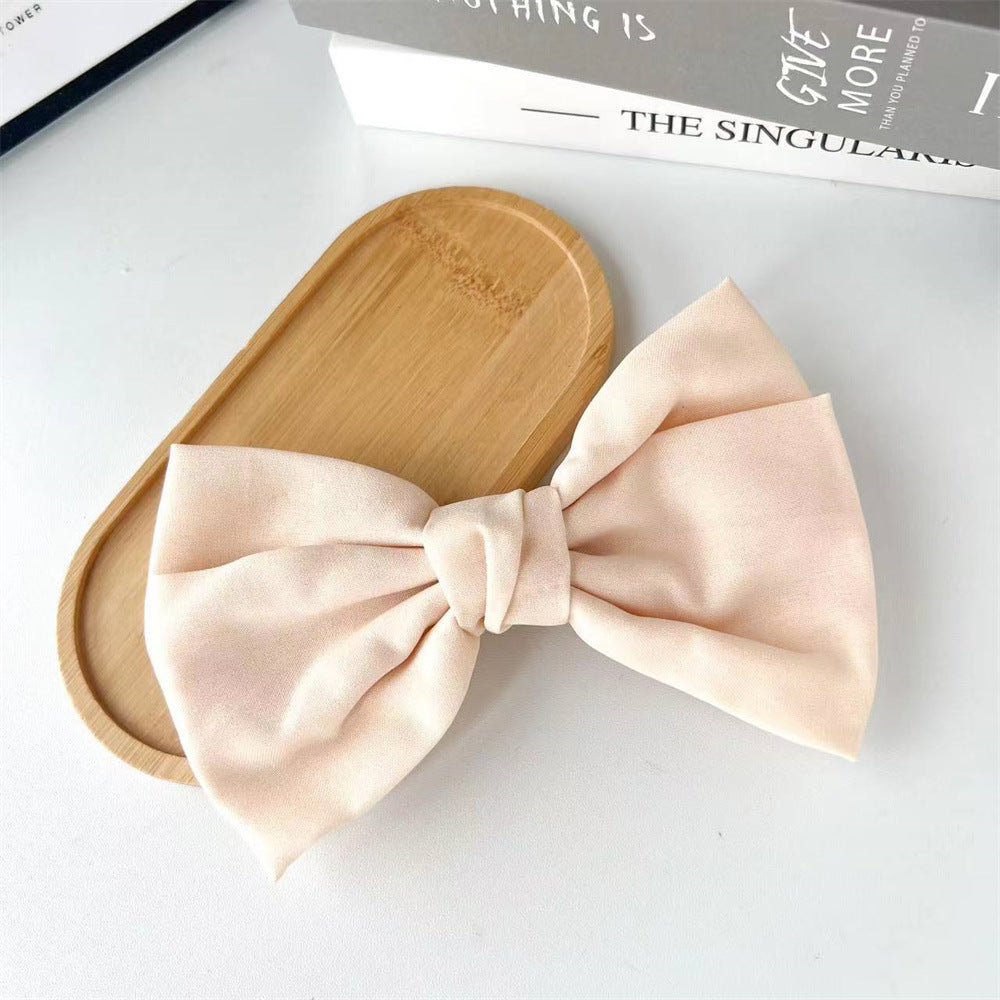 Linen Blend Knotted Bow Hair Clip - Offwhite