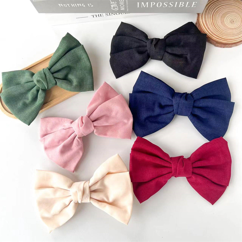 Linen Blend Knotted Bow Hair Clip