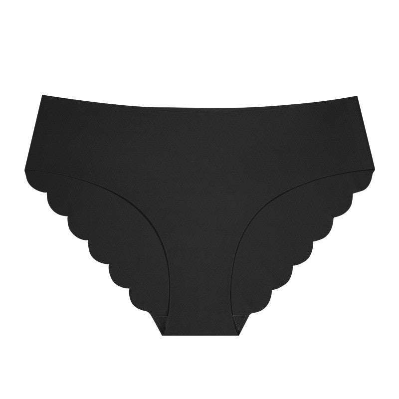 Seamless Scalloped V Front Low Rise Brief - Black