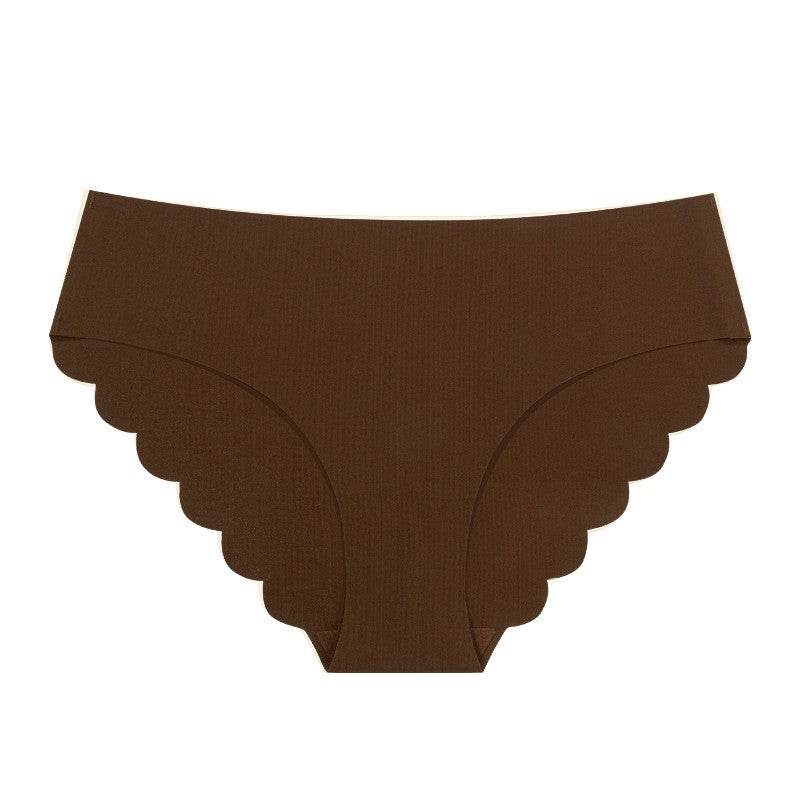 Seamless Scalloped V Front Low Rise Brief - Coffee Brown