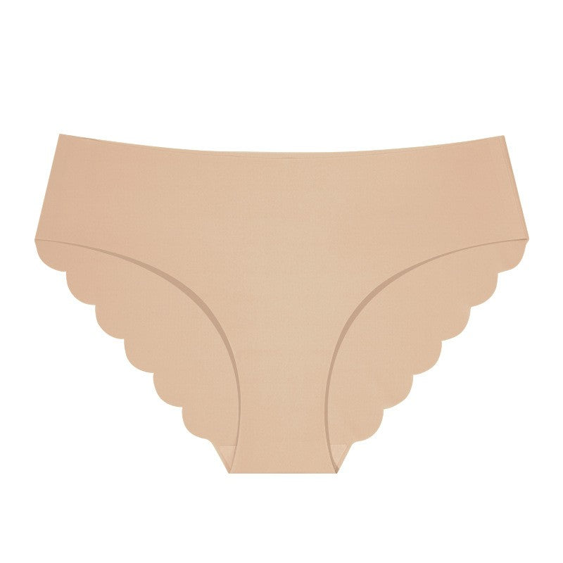 Seamless Scalloped V Front Low Rise Brief - Khaki