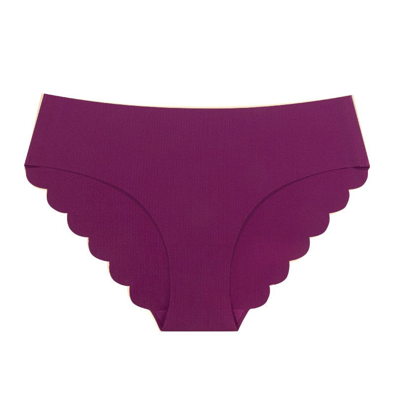 Seamless Scalloped V Front Low Rise Brief - Plum