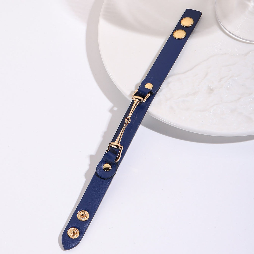 Faux Leather Snap Cuff Bracelet With Equestrian Bit - view 1