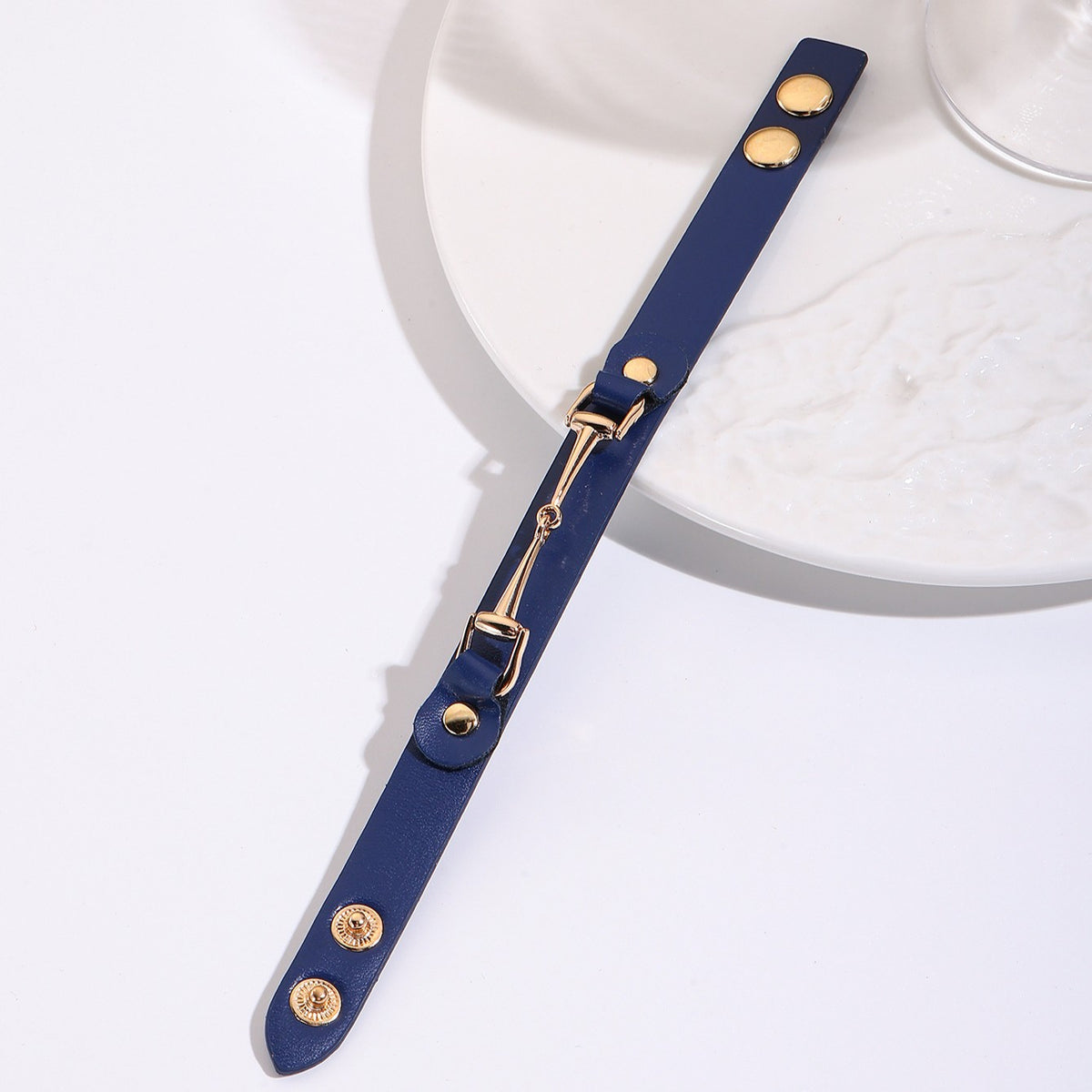 Faux Leather Snap Cuff Bracelet With Equestrian Bit - view 1