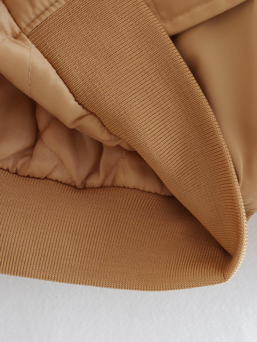 Oversized Zip Up Padded Bomber Jacket - Khaki - 5