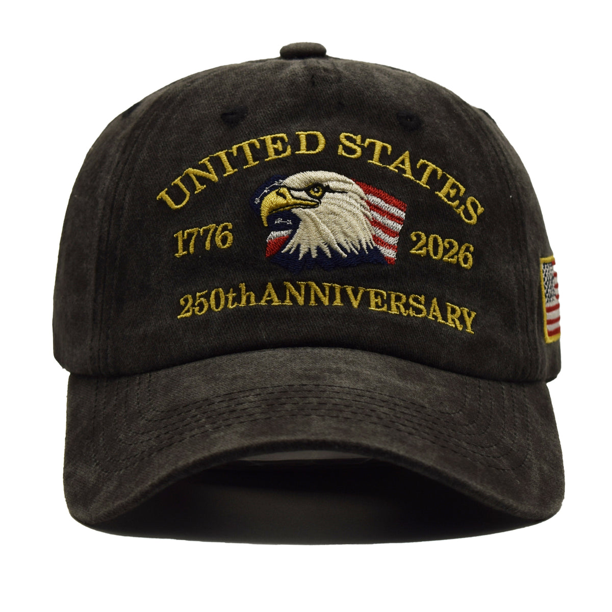 Vintage Washed Eagle Baseball Cap - Black
