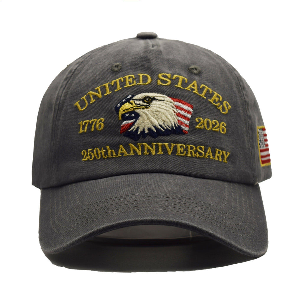 Vintage Washed Eagle Baseball Cap - Grey