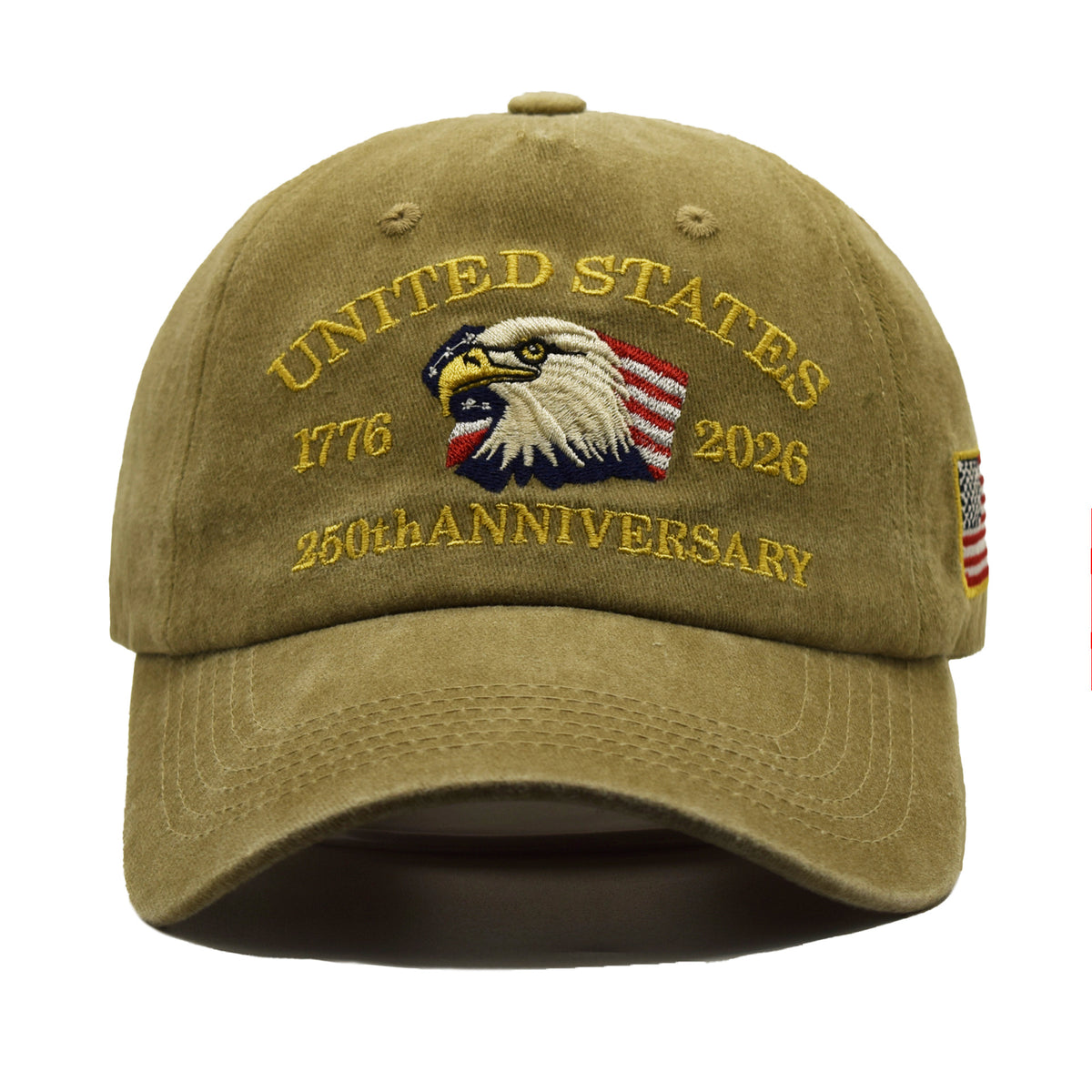 Vintage Washed Eagle Baseball Cap - Khaki